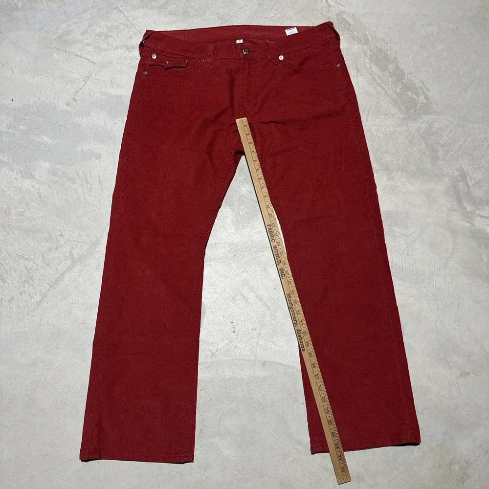 True Religion Corduroy Red Pants Ricky Relaxed Straight Leg Men's Size 40x34 Y2K